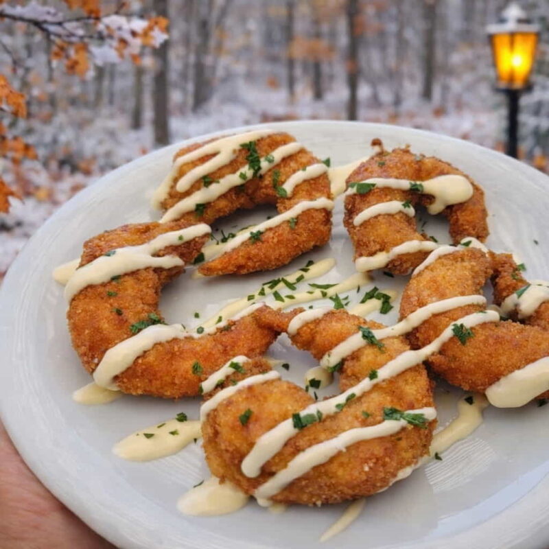 Gambas en gabardina con all i oli