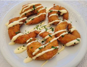 Gambas en gabardina con all i oli